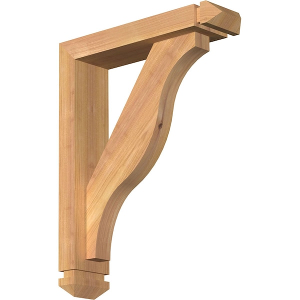 Ekena Millwork Funston Arts and Crafts Smooth Bracket w/ Offset Brace, Western Red Cedar, 3 1/2"W x 14"D x 18"H BKT0402X14X18FST03SWR - main